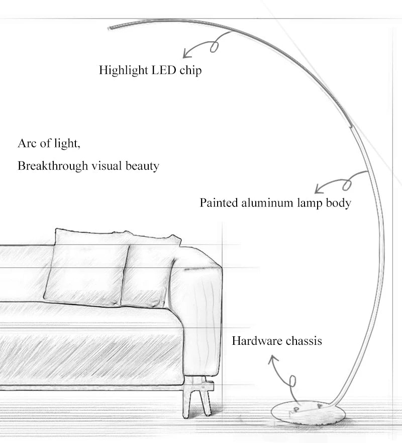 C-Shaped Dimmable LED Floor Lamp with Remote Control
