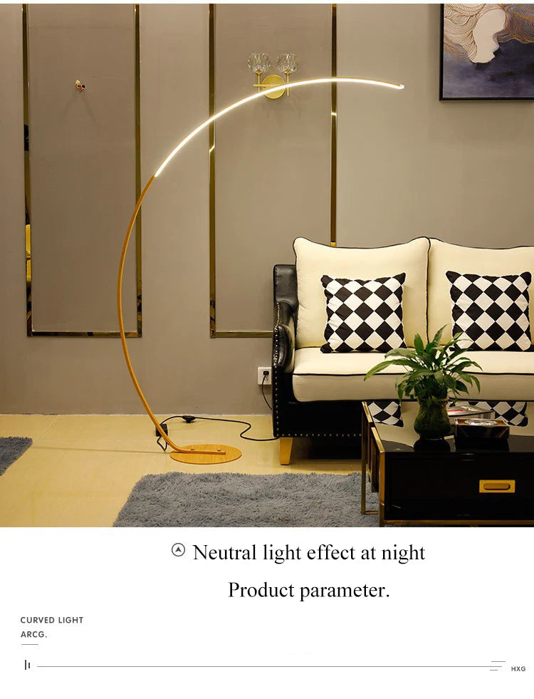 C-Shaped Dimmable LED Floor Lamp with Remote Control
