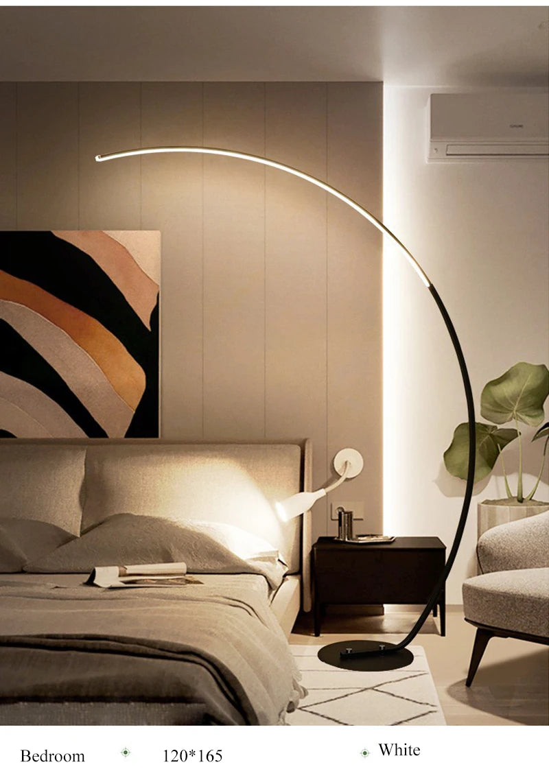 C-Shaped Dimmable LED Floor Lamp with Remote Control