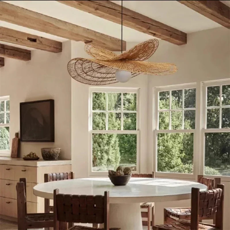Wabi-Sabi Style Hand-Woven Rattan Pendant Light