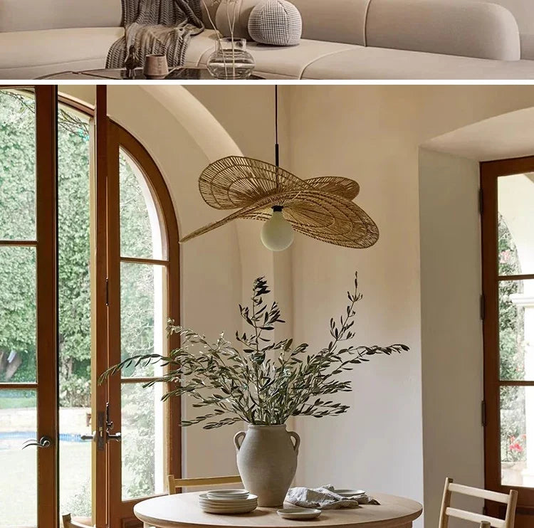 Wabi-Sabi Style Hand-Woven Rattan Pendant Light