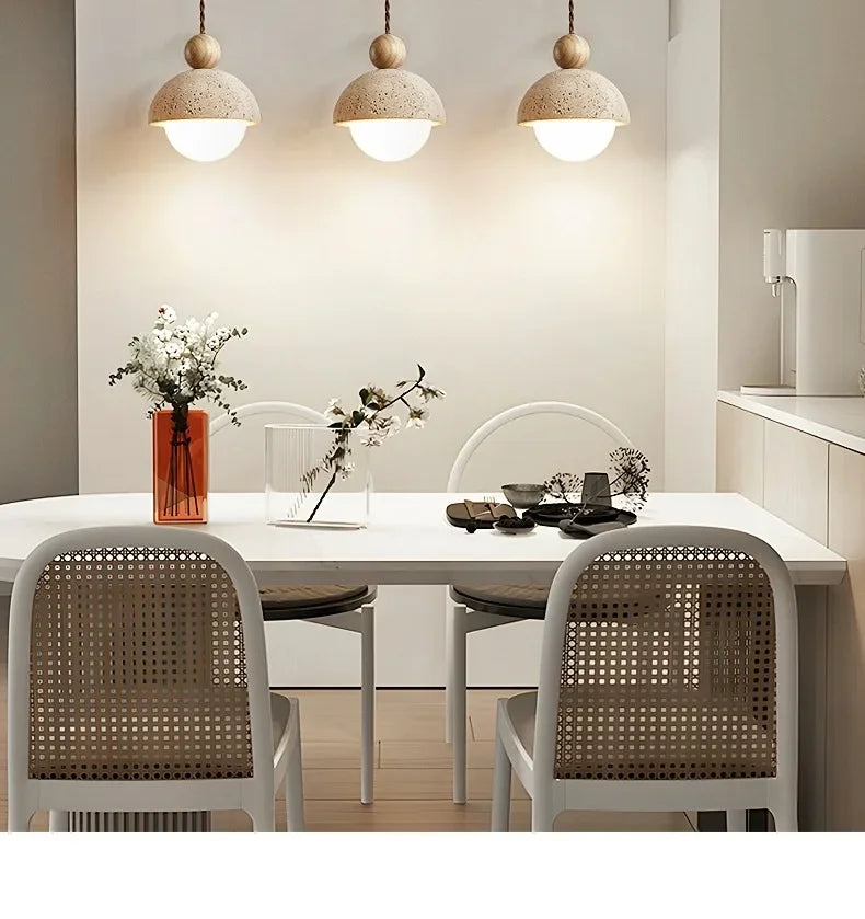 Wabi-Sabi Yellow Travertine Chandelier
