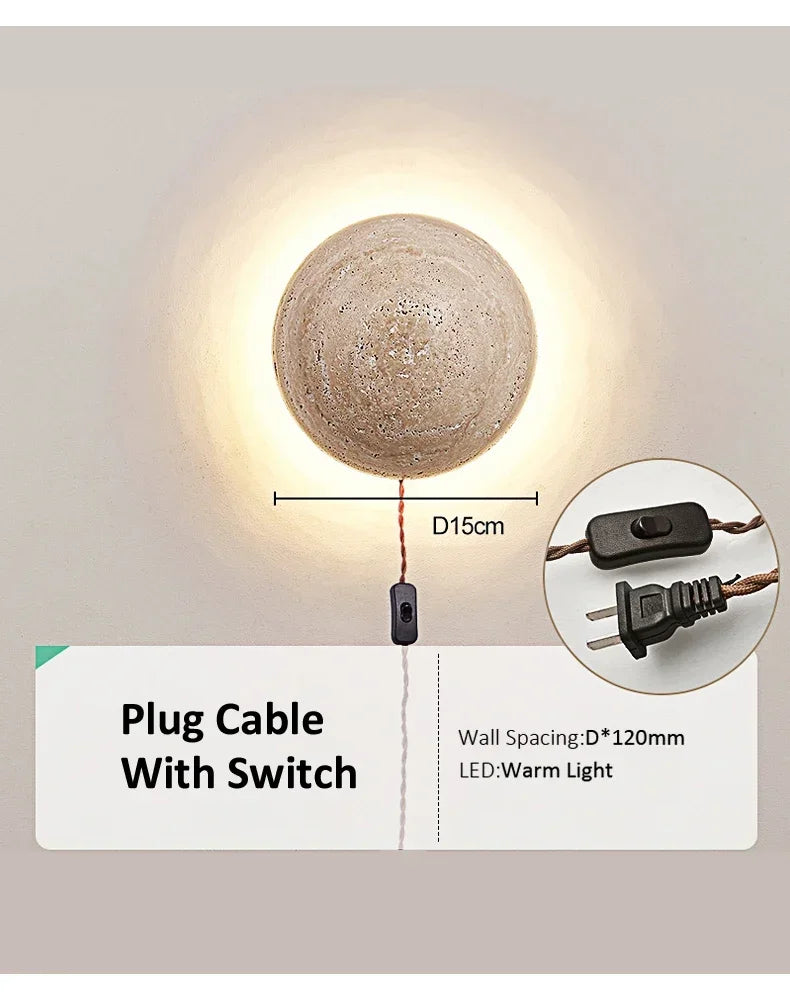 Modern Travertine Limestone Wall Lamp