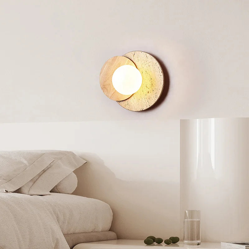 Yellow Travertine Art Round Wall Lamp