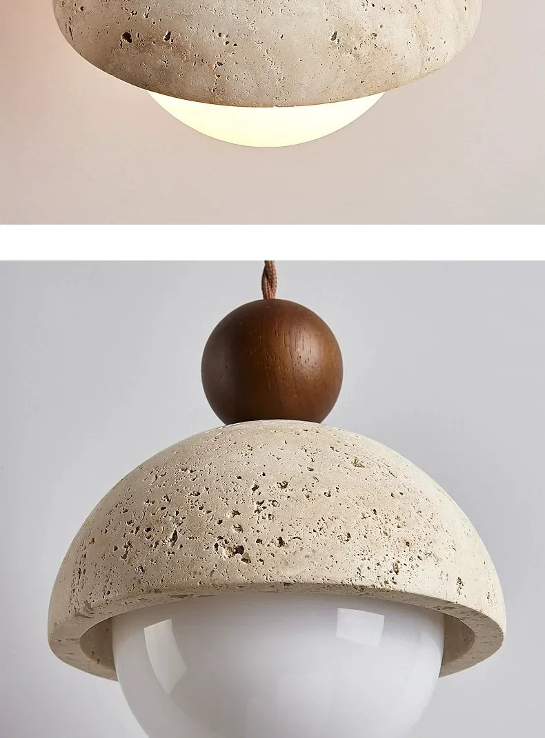 Wabi-Sabi Yellow Travertine Chandelier