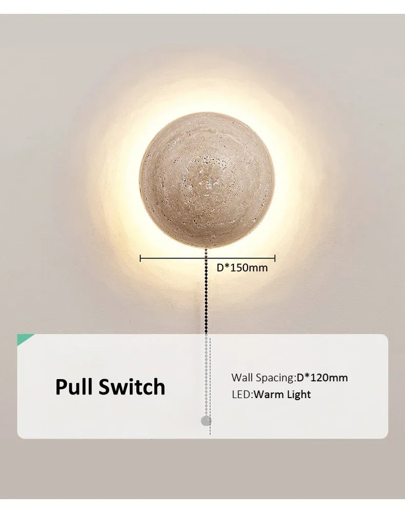 Modern Travertine Limestone Wall Lamp