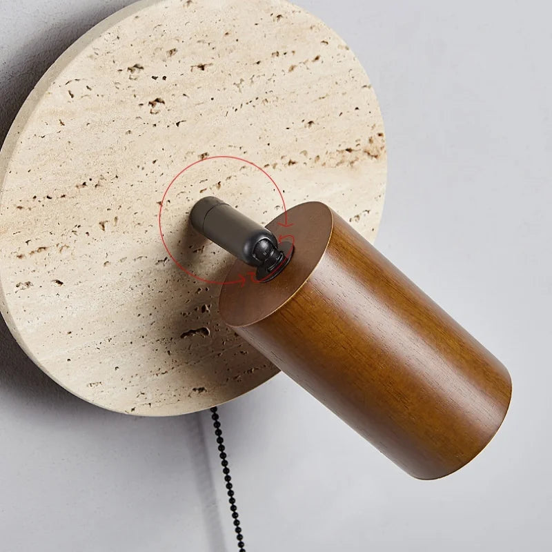 Modern Rice White Stone & Solid Wood Wall Lamp
