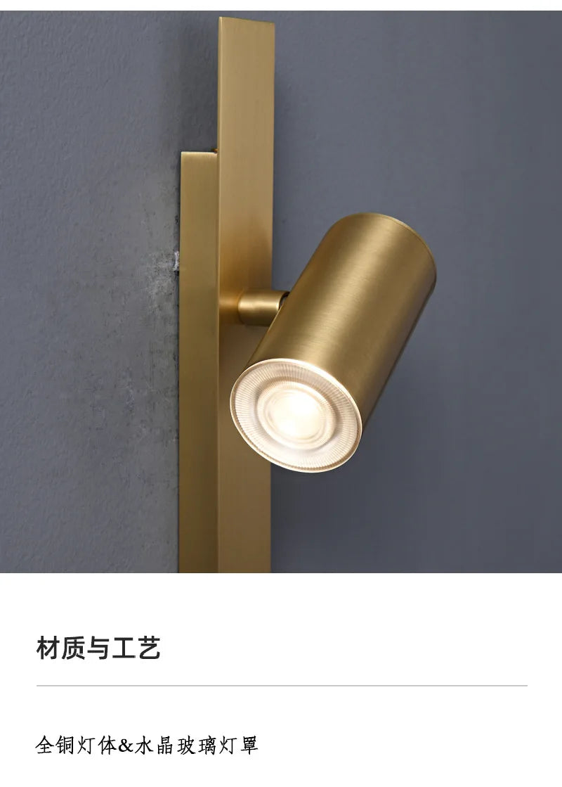 Lámpara de pared LED de cobre nórdico moderna