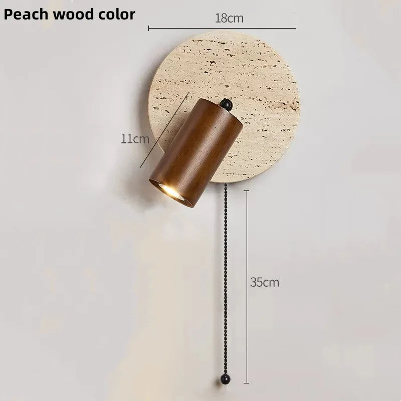 Modern Rice White Stone & Solid Wood Wall Lamp