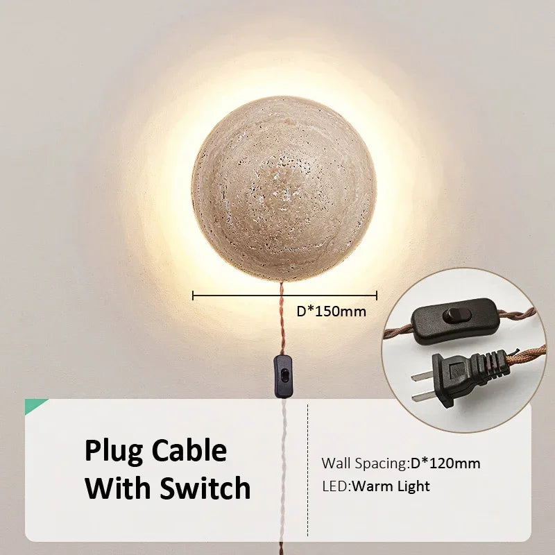 Modern Travertine Limestone Wall Lamp