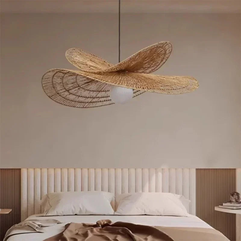 Wabi-Sabi Style Hand-Woven Rattan Pendant Light