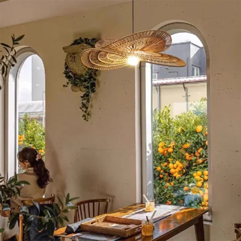 Wabi-Sabi Style Hand-Woven Rattan Pendant Light