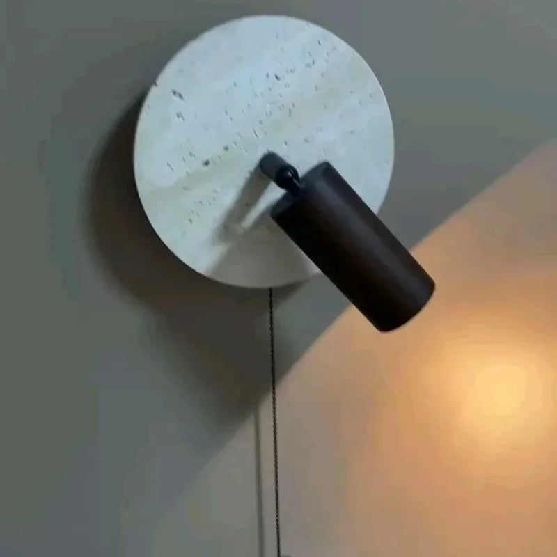 Modern Rice White Stone & Solid Wood Wall Lamp