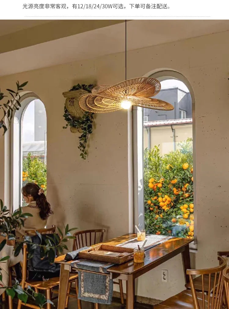 Wabi-Sabi Style Hand-Woven Rattan Pendant Light