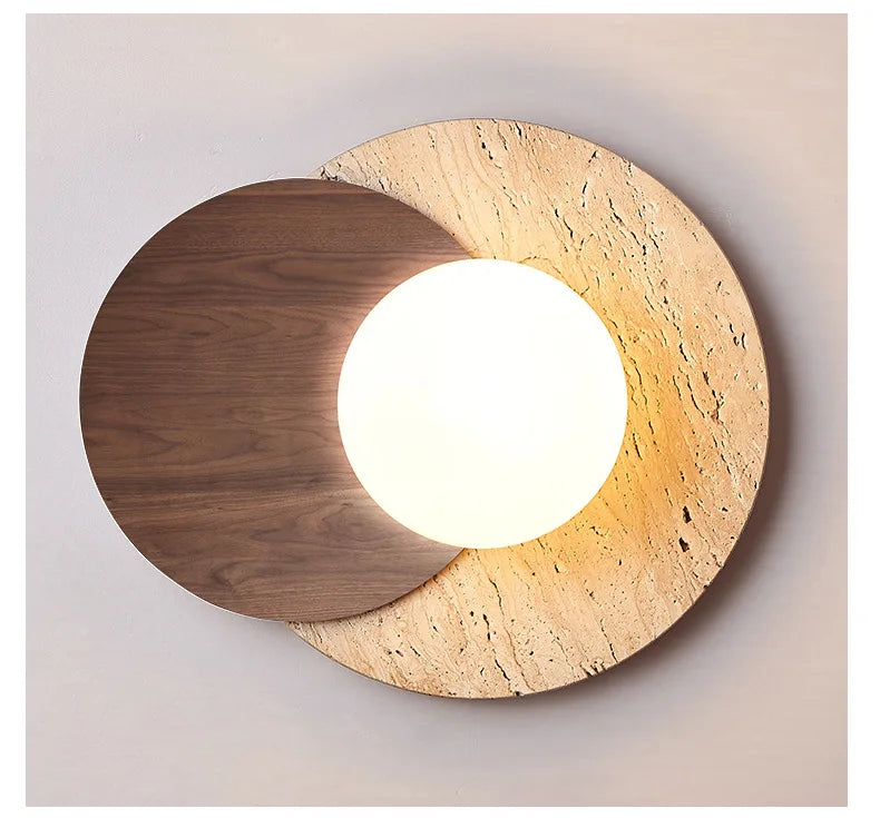 Yellow Travertine Art Round Wall Lamp
