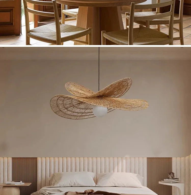 Wabi-Sabi Style Hand-Woven Rattan Pendant Light