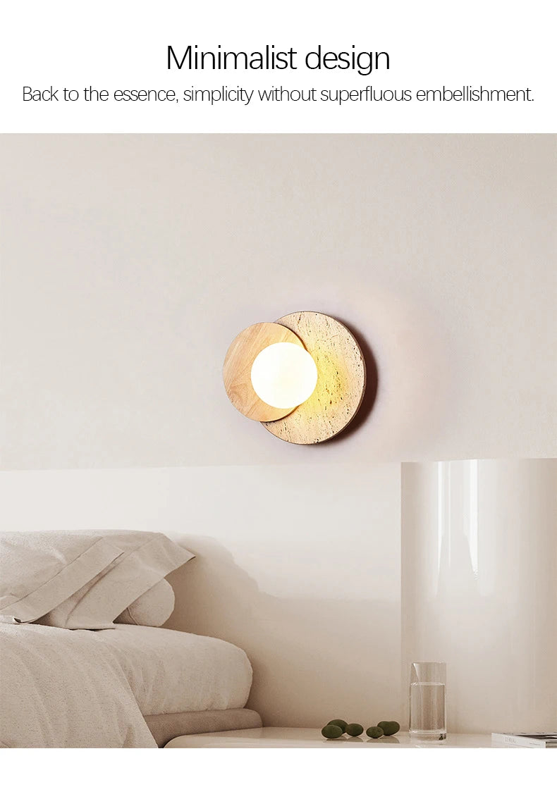 Yellow Travertine Art Round Wall Lamp
