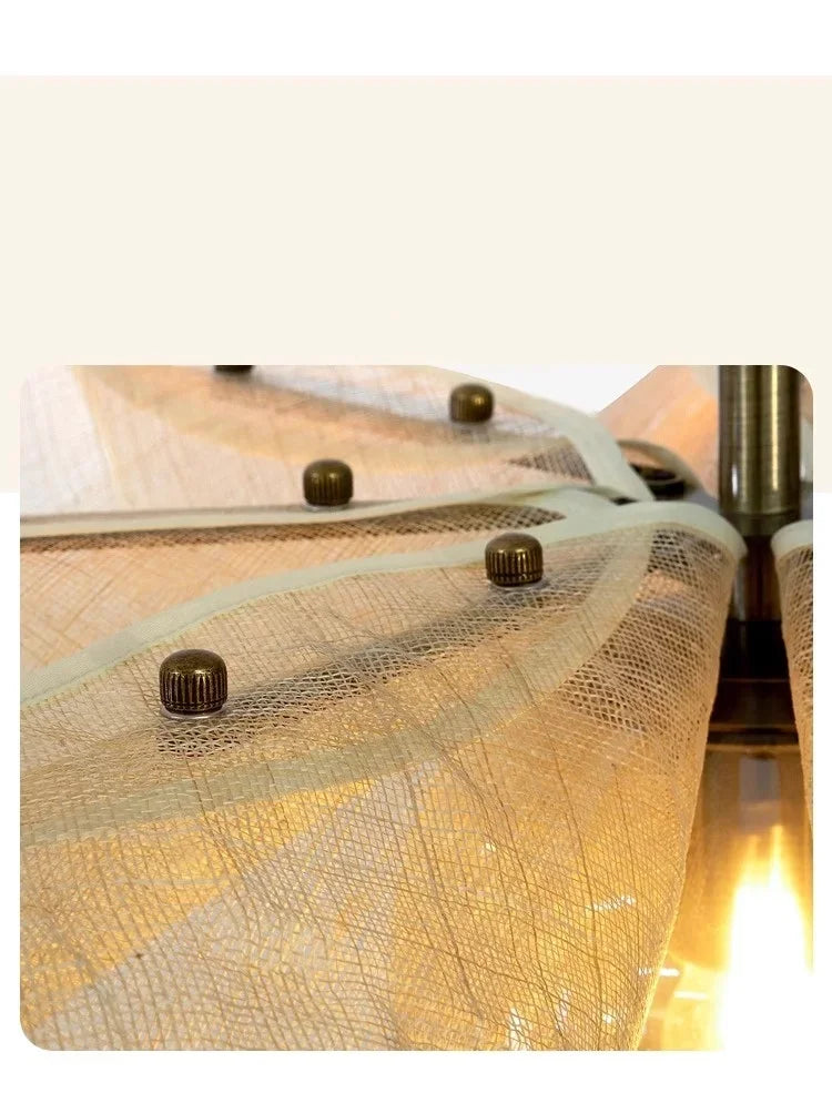 Lámpara colgante LED con flores de tela nórdica