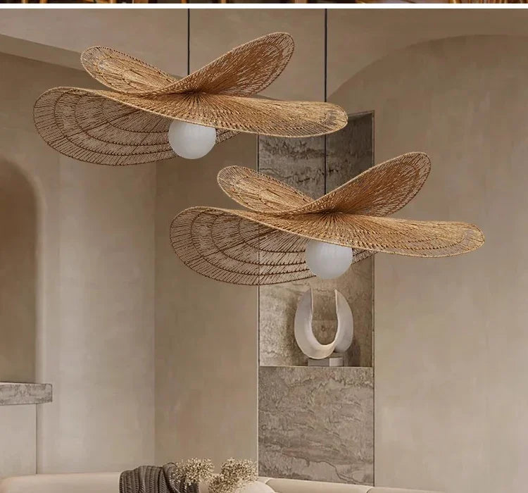 Wabi-Sabi Style Hand-Woven Rattan Pendant Light