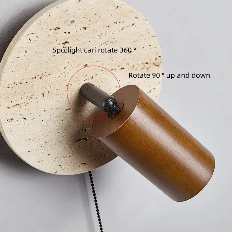 Modern Rice White Stone & Solid Wood Wall Lamp