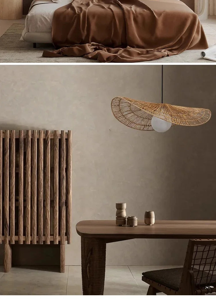 Wabi-Sabi Style Hand-Woven Rattan Pendant Light