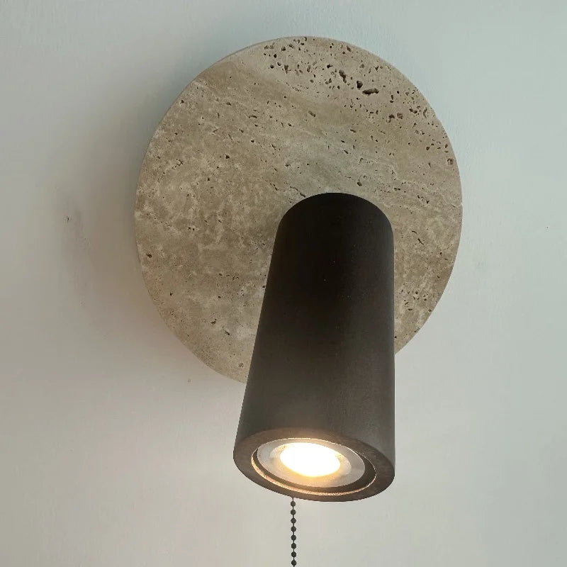 Modern Rice White Stone & Solid Wood Wall Lamp