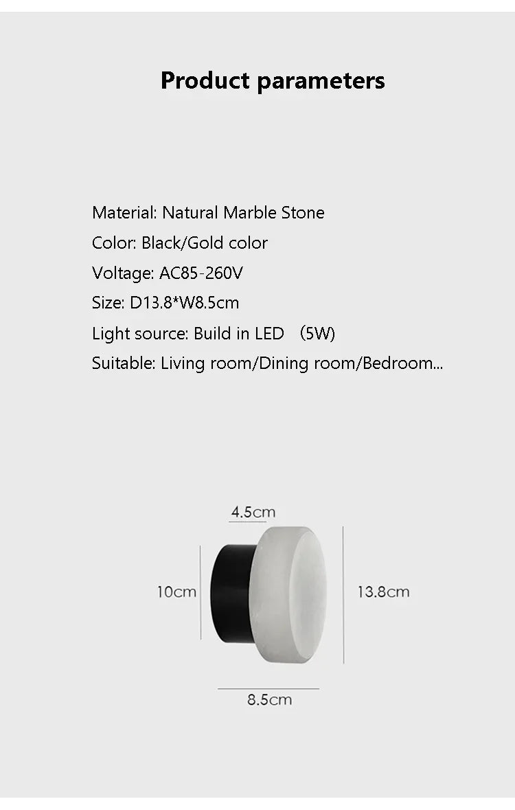Luxury Spanish Natural Marble Wall Lamp