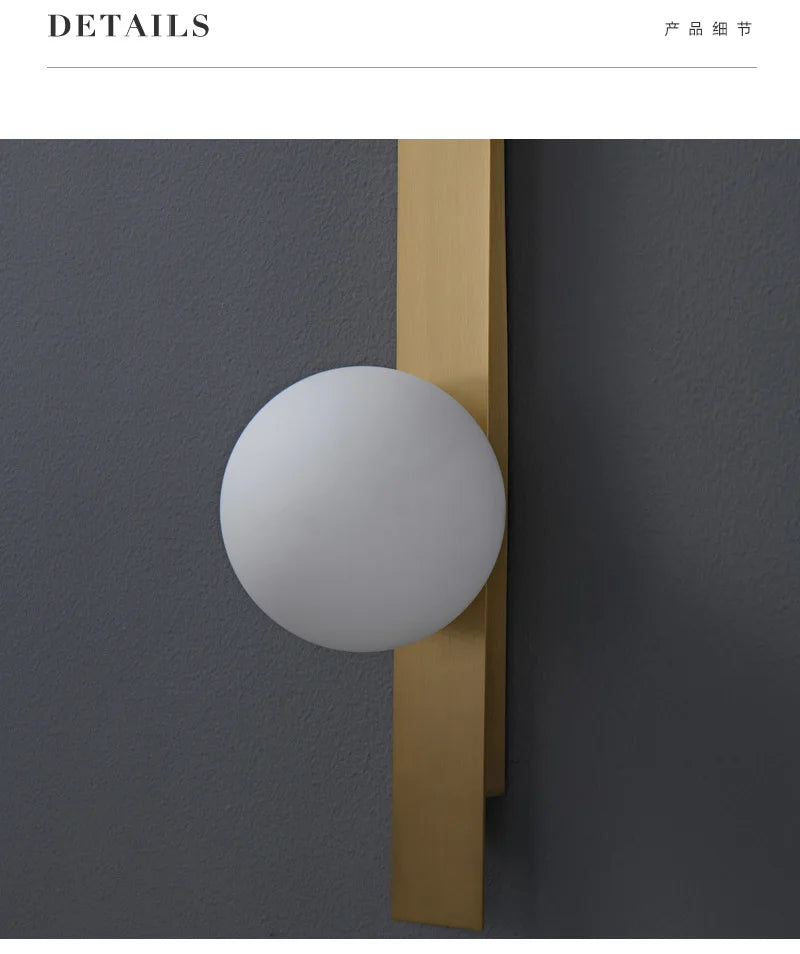 Lámpara de pared LED de cobre nórdico moderna