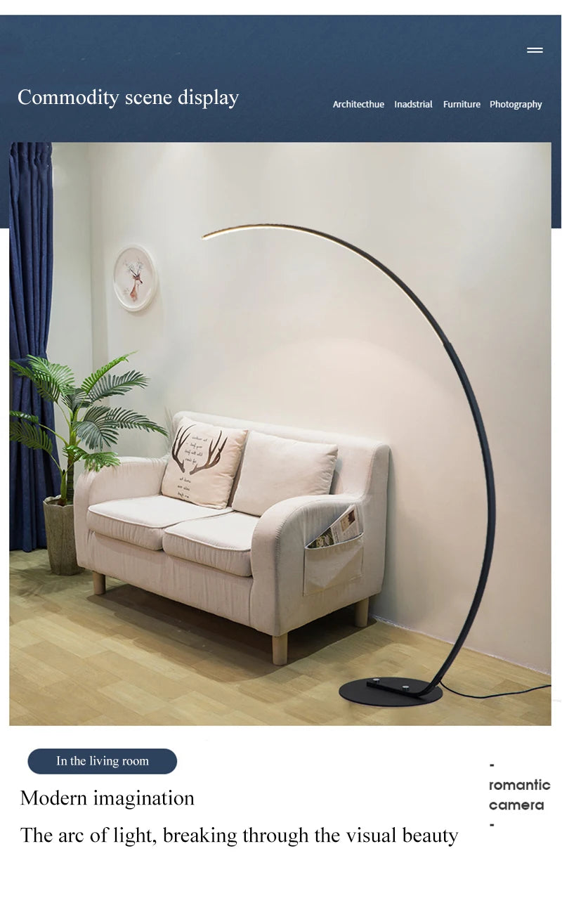 C-Shaped Dimmable LED Floor Lamp with Remote Control