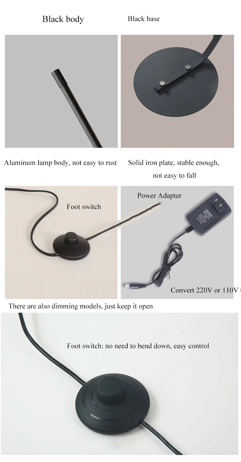C-Shaped Dimmable LED Floor Lamp with Remote Control