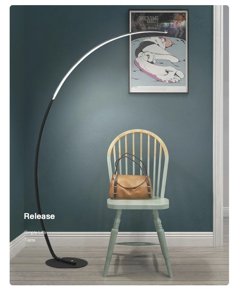 C-Shaped Dimmable LED Floor Lamp with Remote Control