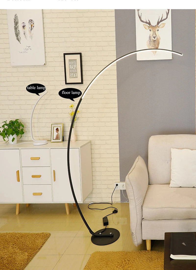 C-Shaped Dimmable LED Floor Lamp with Remote Control