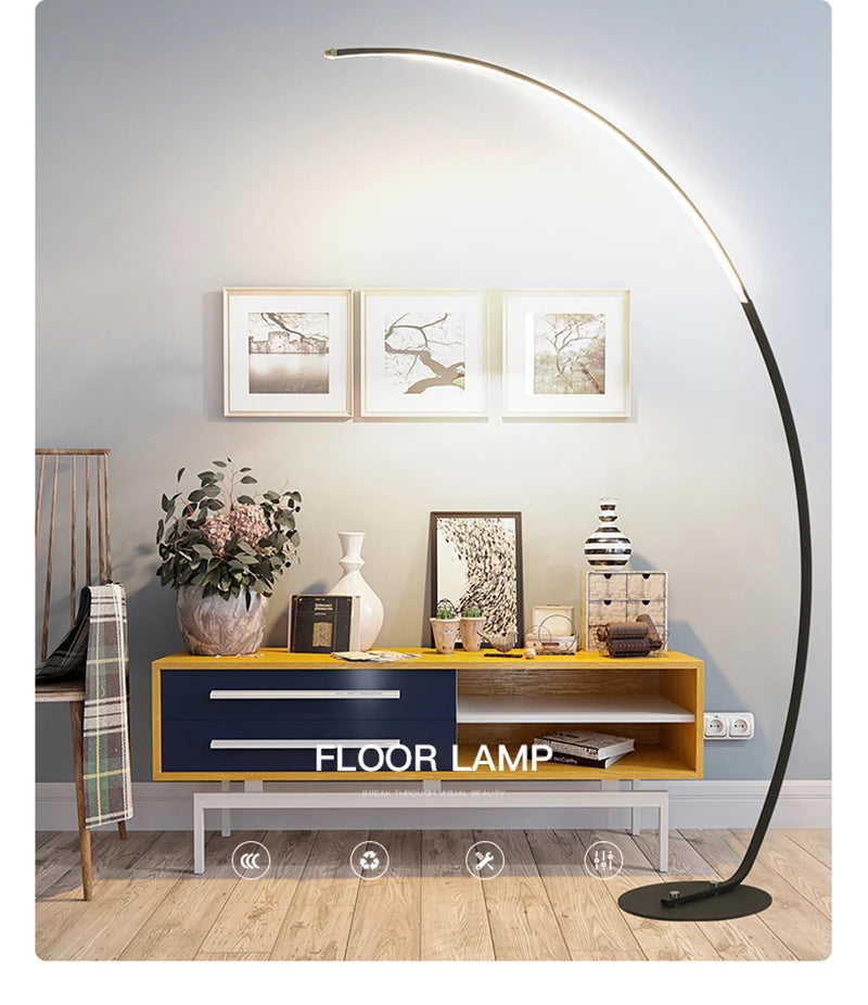 C-Shaped Dimmable LED Floor Lamp with Remote Control