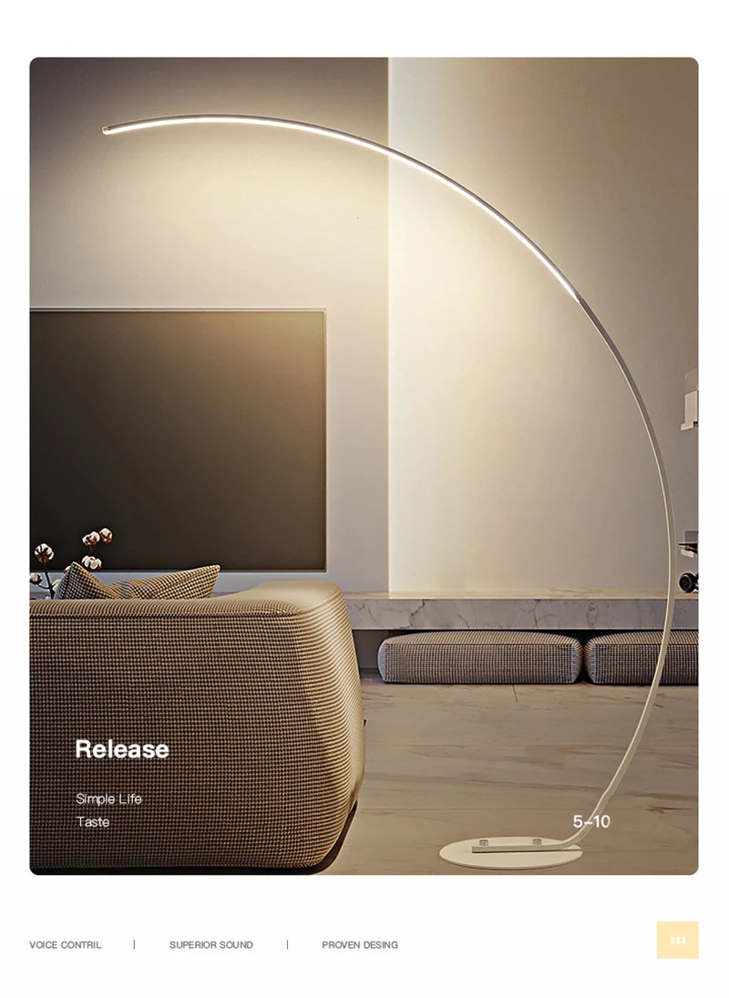 C-Shaped Dimmable LED Floor Lamp with Remote Control
