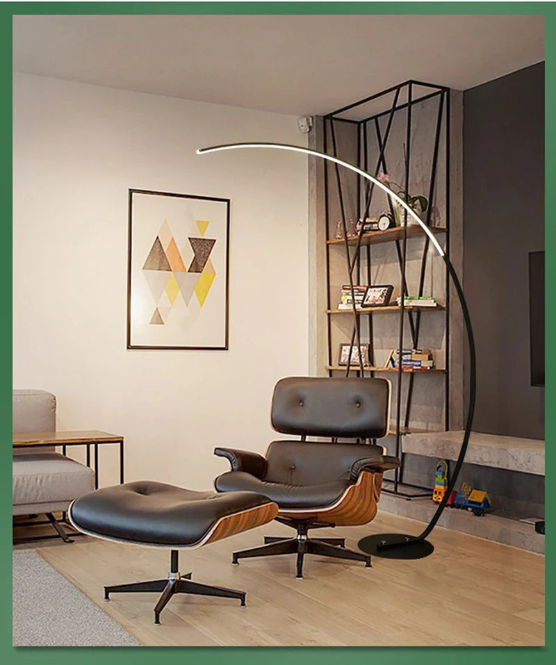 C-Shaped Dimmable LED Floor Lamp with Remote Control