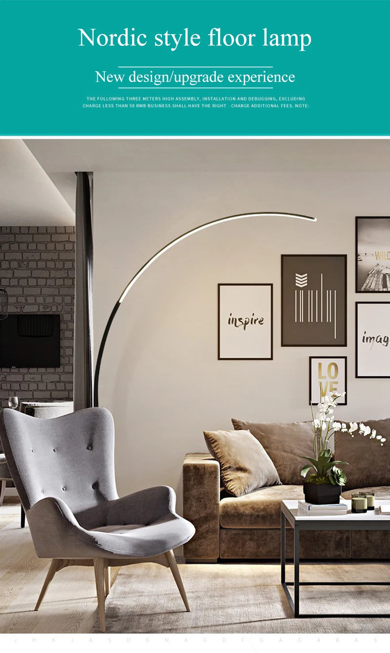 C-Shaped Dimmable LED Floor Lamp with Remote Control