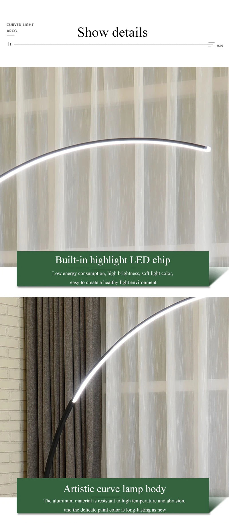 C-Shaped Dimmable LED Floor Lamp with Remote Control