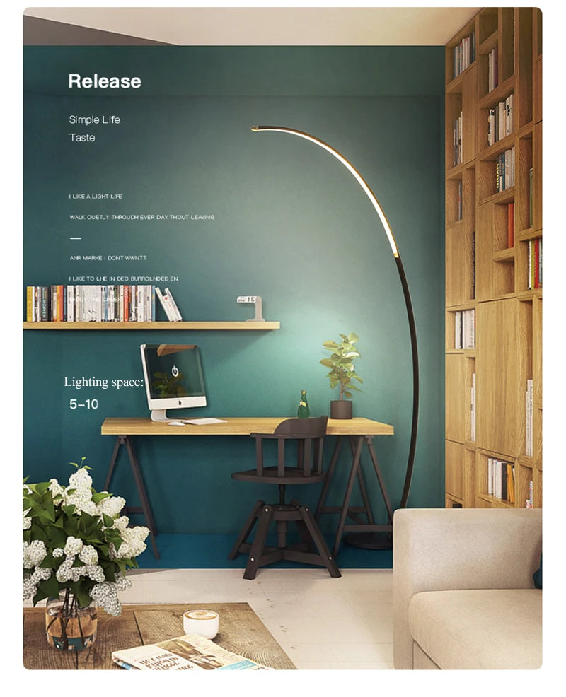 C-Shaped Dimmable LED Floor Lamp with Remote Control