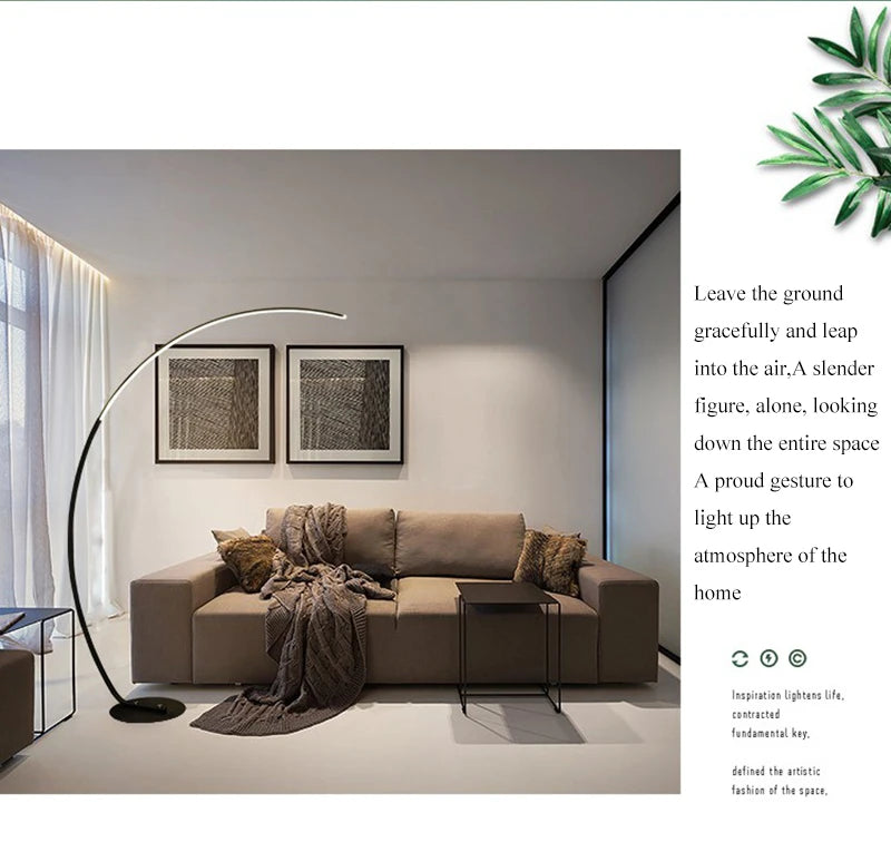C-Shaped Dimmable LED Floor Lamp with Remote Control