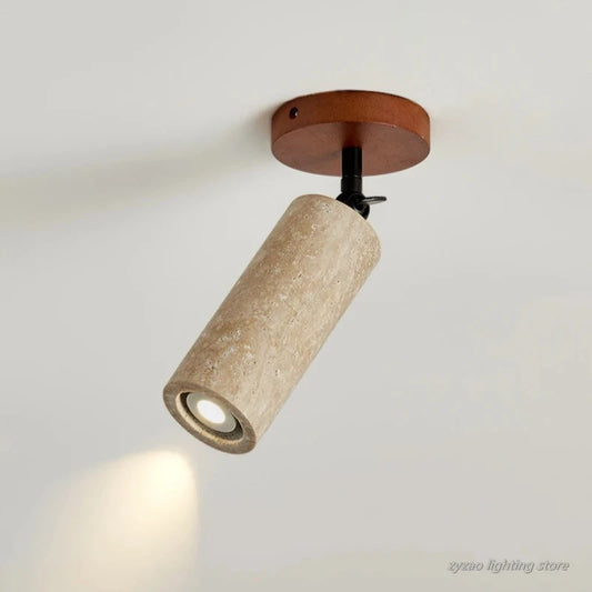 Wabi-Sabi Yellow Travertine Rotatable Wall Lamp
