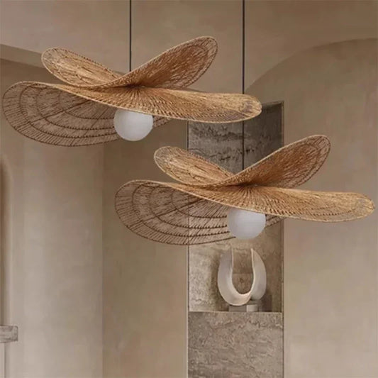 Wabi-Sabi Style Hand-Woven Rattan Pendant Light