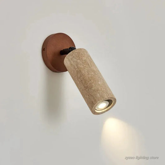 Wabi-Sabi Yellow Travertine Rotatable Wall Lamp