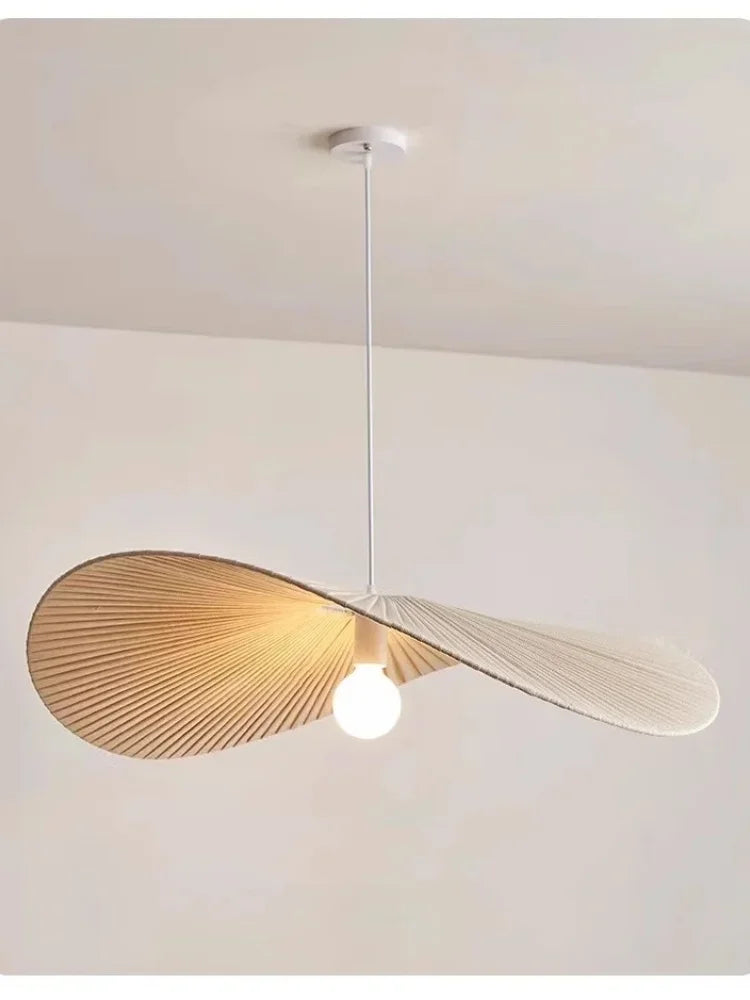 Lámpara colgante nórdica con forma de sombrero de tela