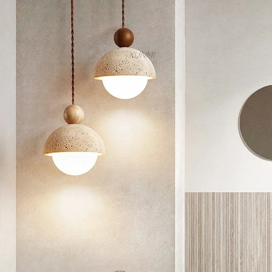Wabi-Sabi Yellow Travertine Chandelier