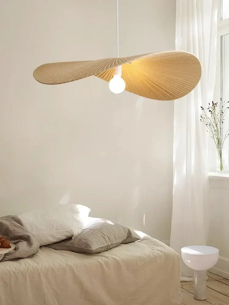 Lámpara colgante nórdica con forma de sombrero de tela