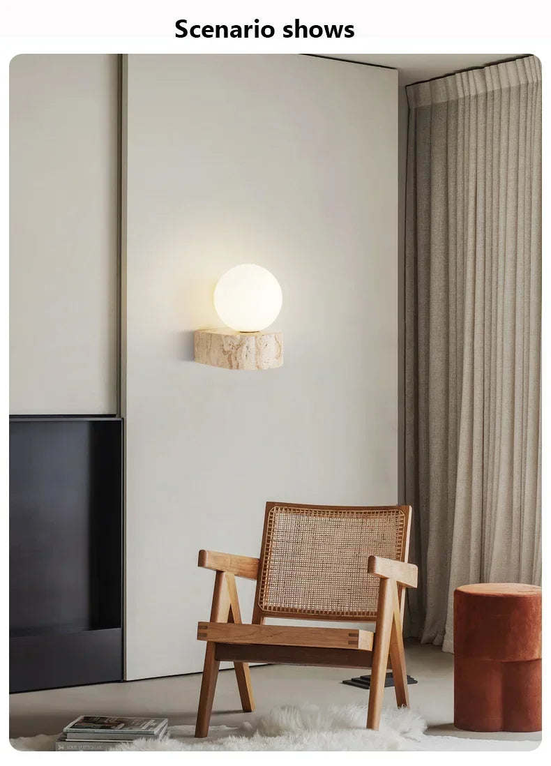 Japanese Retro Natural Stone Wall Lamp