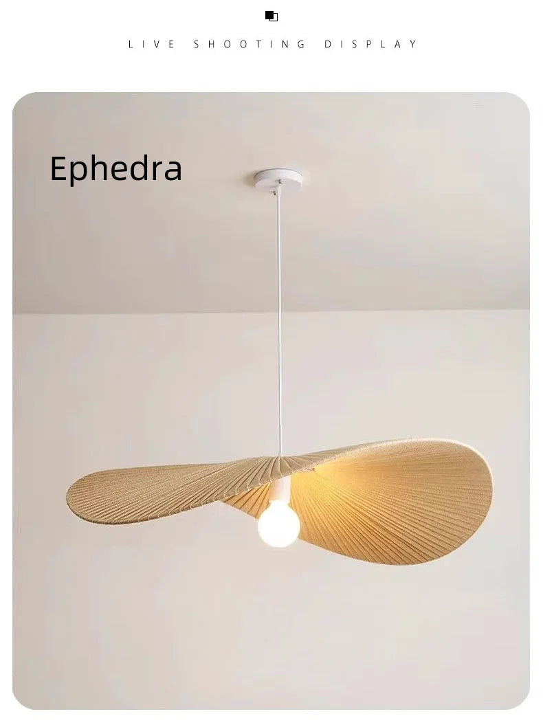 Lámpara colgante nórdica con forma de sombrero de tela