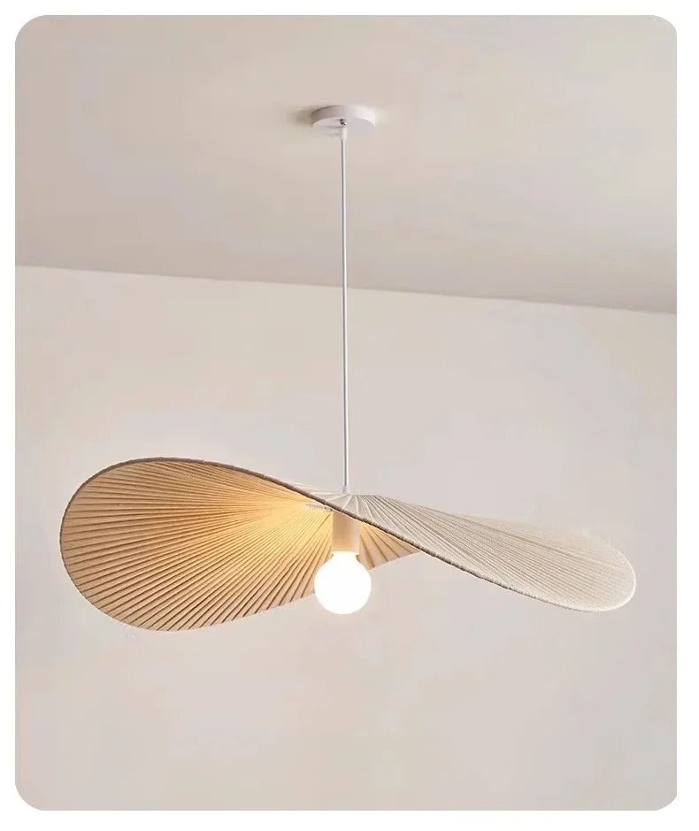 Lámpara colgante nórdica con forma de sombrero de tela
