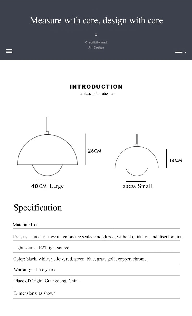 Denmark Designer Semicircular Flower Bud Pendant Lamp